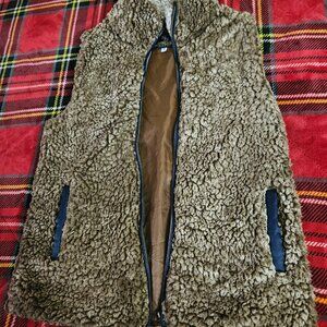 Womens faux sherpa, two-tone colored vest